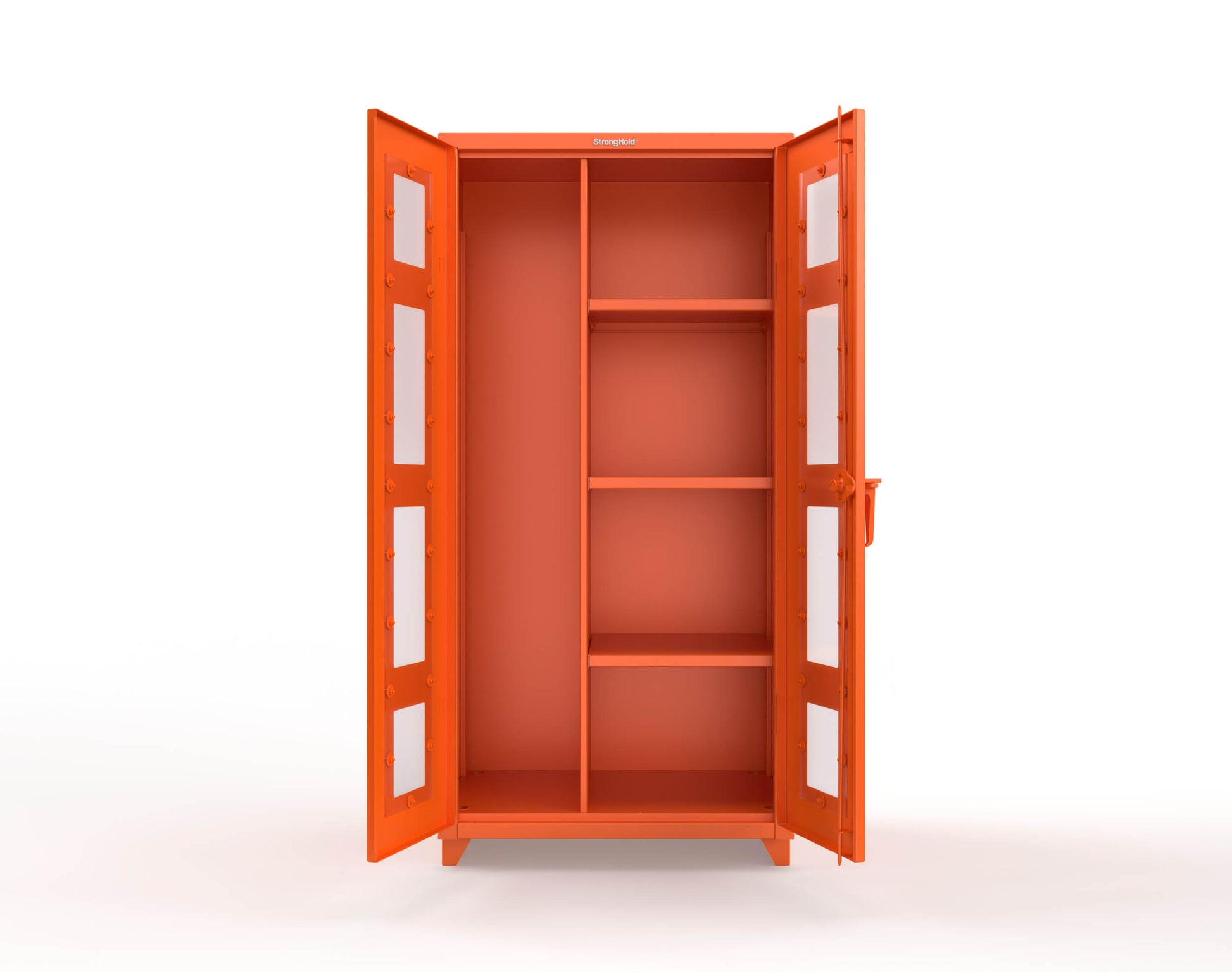 Extra Heavy Duty 14 GA Clear View Janitorial Cabinet with 3 Shelves - 36 In. W x 24 In. D x 75 In. H - 36-LD-BC-243-L-2009