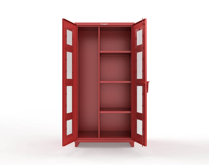 Extra Heavy Duty 14 GA Clear View Janitorial Cabinet with 3 Shelves - 36 In. W x 24 In. D x 75 In. H - 36-LD-BC-243-L-3001