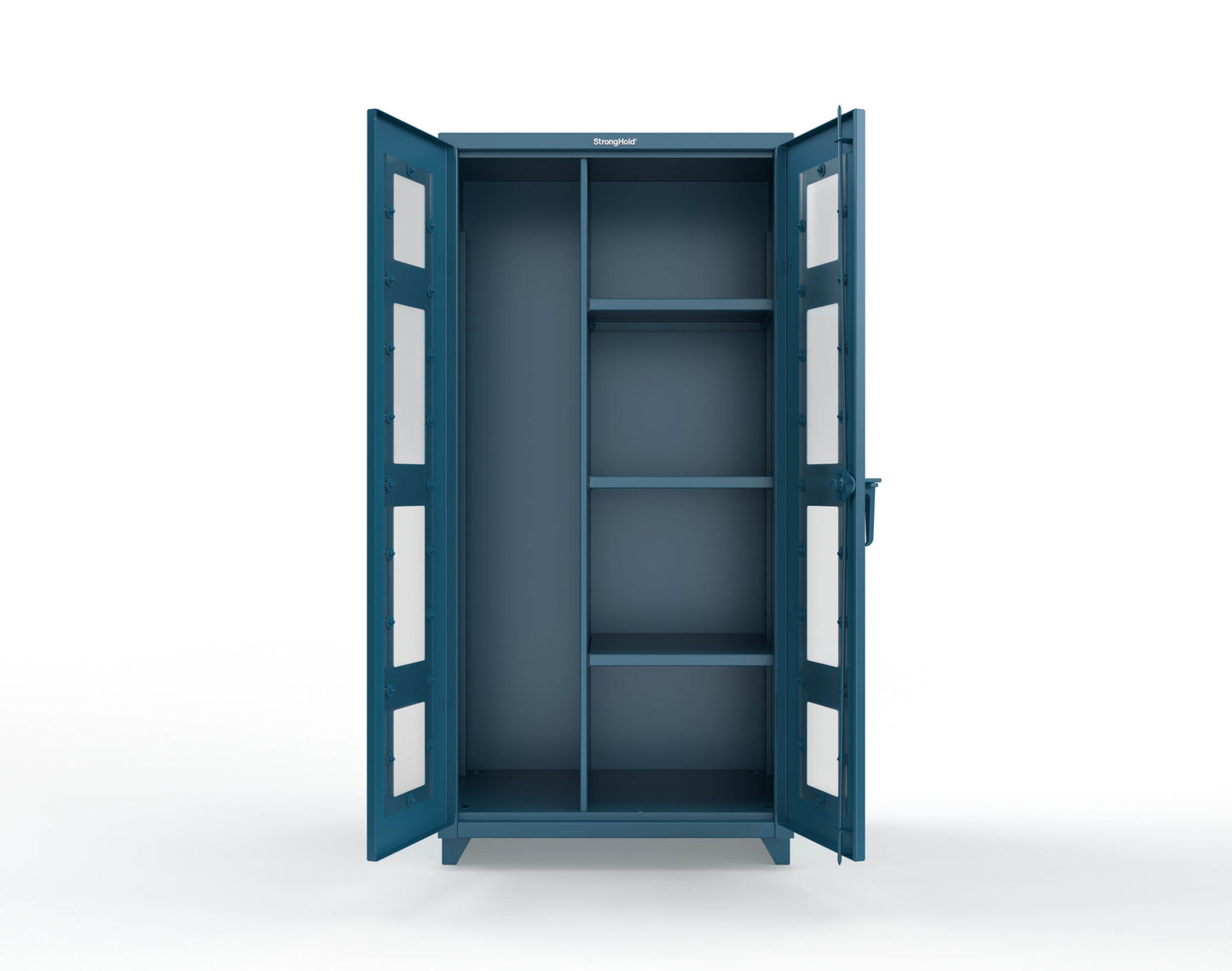 Extra Heavy Duty 14 GA Clear View Janitorial Cabinet with 3 Shelves - 36 In. W x 24 In. D x 75 In. H - 36-LD-BC-243-L-5001