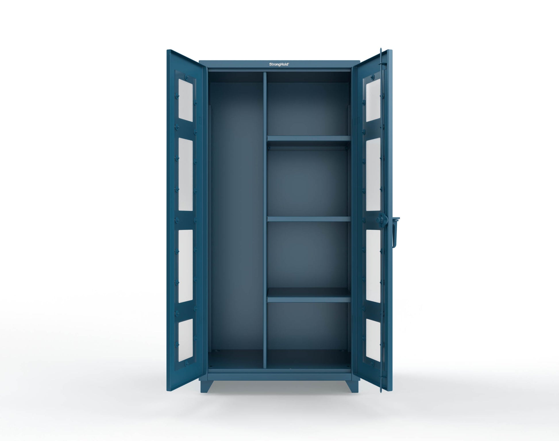 Extra Heavy Duty 14 GA Clear View Janitorial Cabinet with 3 Shelves - 36 In. W x 24 In. D x 75 In. H - 36-LD-BC-243-L-5001