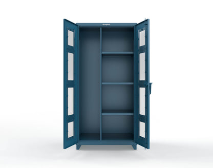 Extra Heavy Duty 14 GA Clear View Janitorial Cabinet with 3 Shelves - 36 In. W x 24 In. D x 75 In. H - 36-LD-BC-243-L-5001
