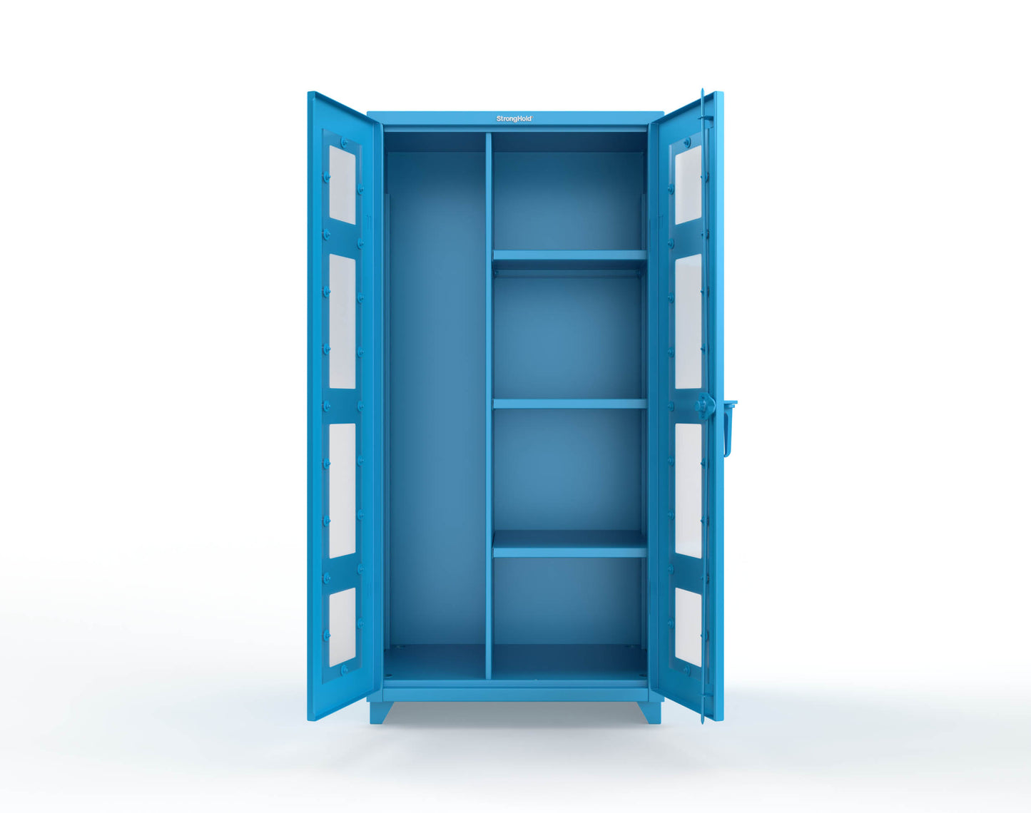 Extra Heavy Duty 14 GA Clear View Janitorial Cabinet with 3 Shelves - 36 In. W x 24 In. D x 75 In. H - 36-LD-BC-243-L-5012