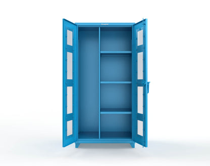 Extra Heavy Duty 14 GA Clear View Janitorial Cabinet with 3 Shelves - 36 In. W x 24 In. D x 75 In. H - 36-LD-BC-243-L-5012