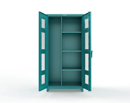 Extra Heavy Duty 14 GA Clear View Janitorial Cabinet with 3 Shelves - 36 In. W x 24 In. D x 75 In. H - 36-LD-BC-243-L-5021
