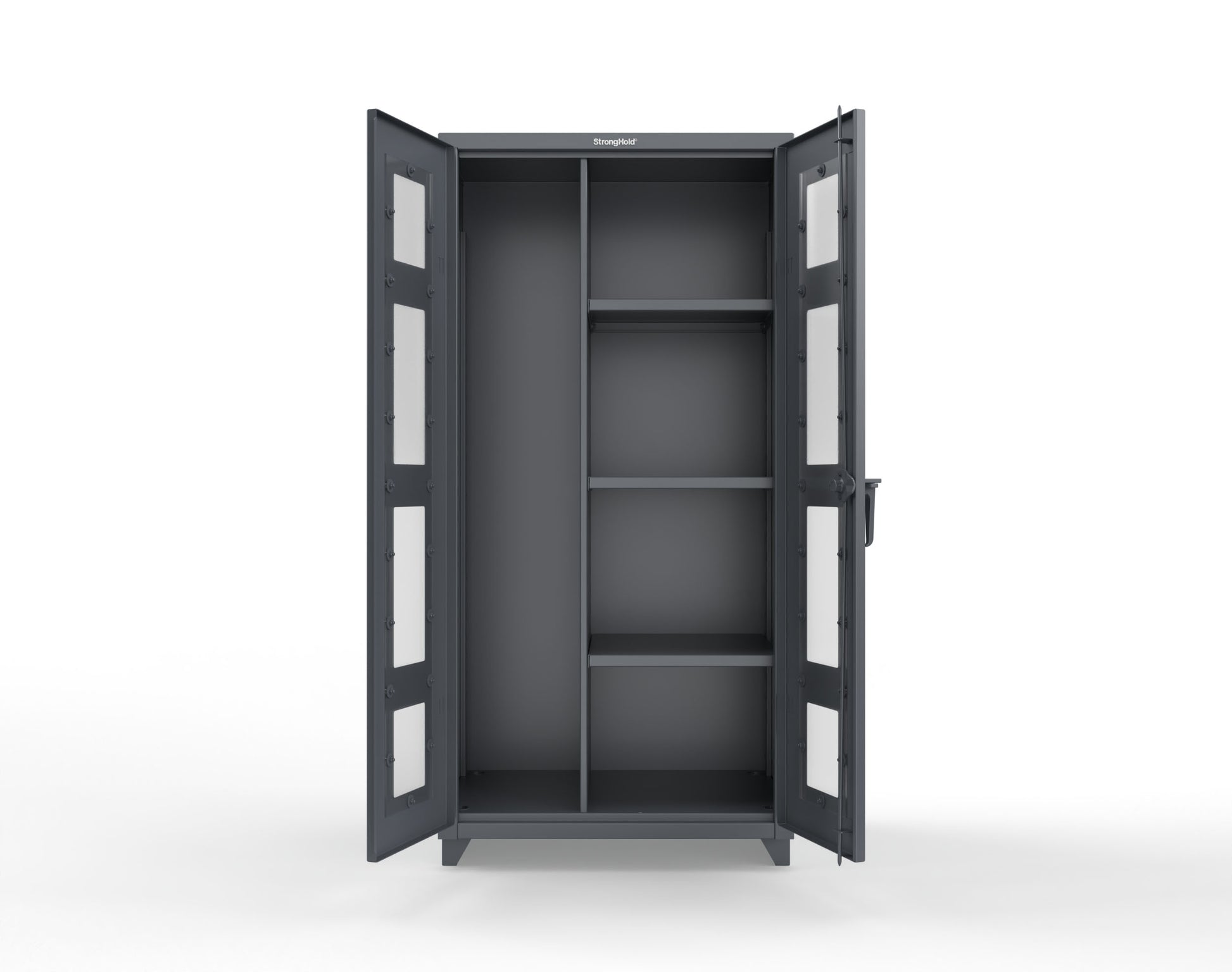 Extra Heavy Duty 14 GA Clear View Janitorial Cabinet with 3 Shelves - 36 In. W x 24 In. D x 75 In. H - 36-LD-BC-243-L-7024