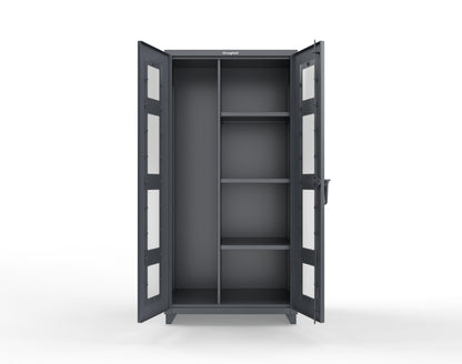 Extra Heavy Duty 14 GA Clear View Janitorial Cabinet with 3 Shelves - 36 In. W x 24 In. D x 75 In. H - 36-LD-BC-243-L-7024