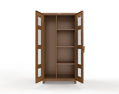 Extra Heavy Duty 14 GA Clear View Janitorial Cabinet with 3 Shelves - 36 In. W x 24 In. D x 75 In. H - 36-LD-BC-243-L-8008