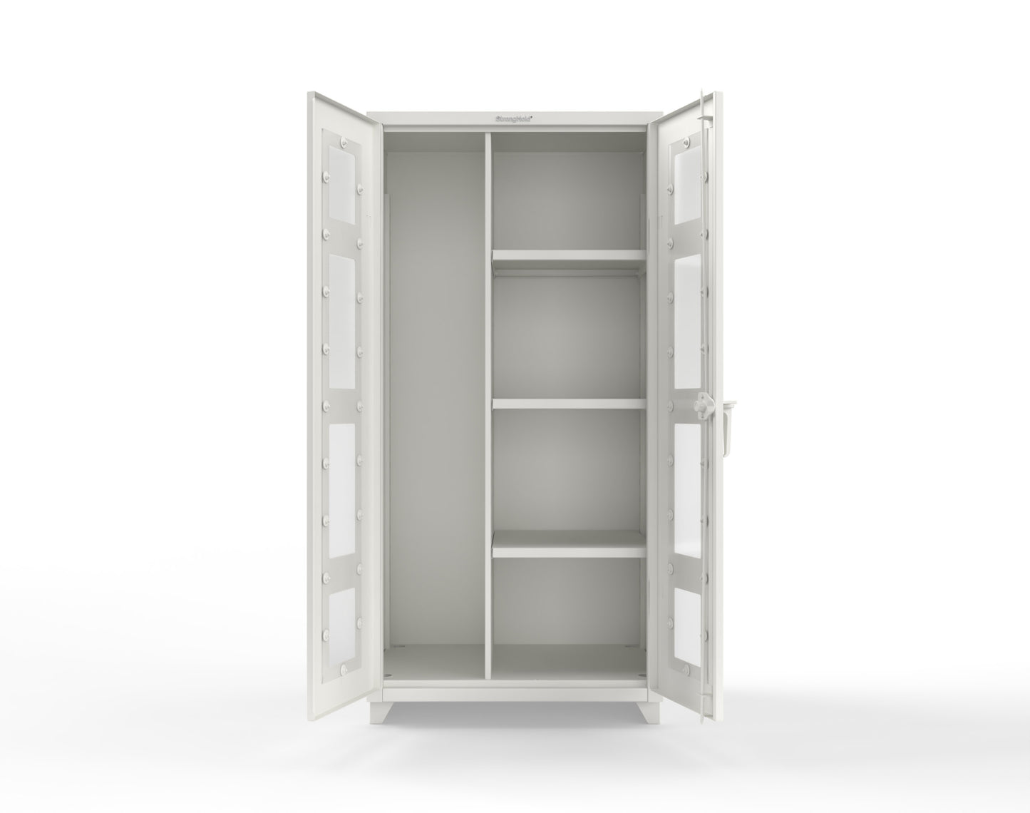 Extra Heavy Duty 14 GA Clear View Janitorial Cabinet with 3 Shelves - 36 In. W x 24 In. D x 75 In. H - 36-LD-BC-243-L-9003