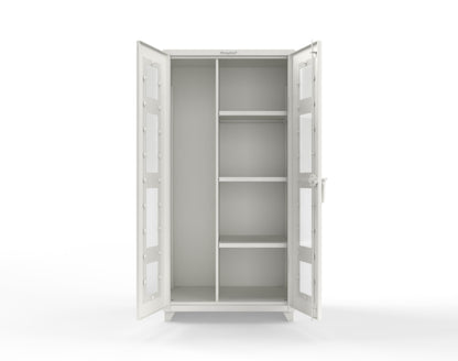 Extra Heavy Duty 14 GA Clear View Janitorial Cabinet with 3 Shelves - 36 In. W x 24 In. D x 75 In. H - 36-LD-BC-243-L-9003