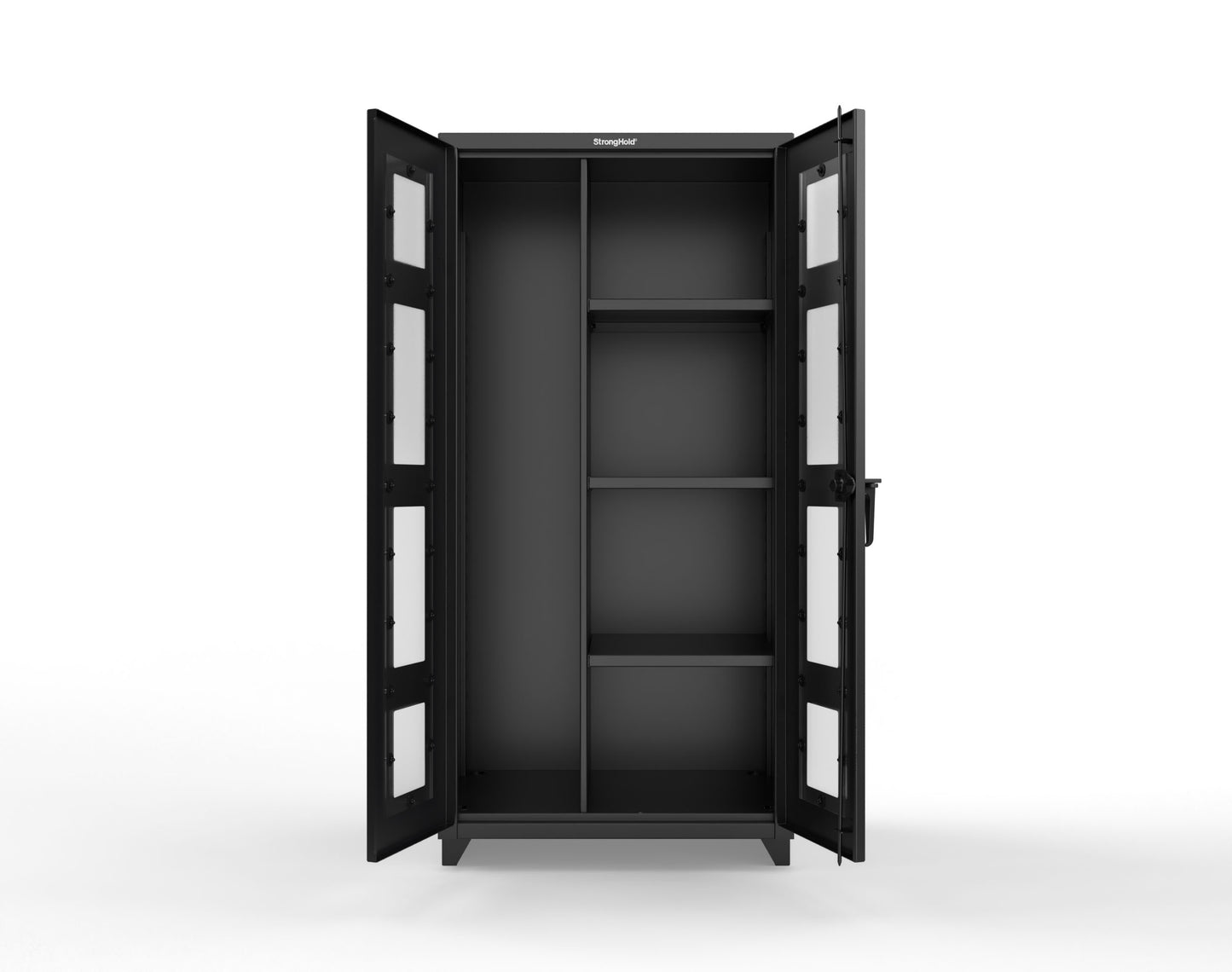 Extra Heavy Duty 14 GA Clear View Janitorial Cabinet with 3 Shelves - 36 In. W x 24 In. D x 75 In. H - 36-LD-BC-243-L-9005