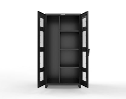 Extra Heavy Duty 14 GA Clear View Janitorial Cabinet with 3 Shelves - 36 In. W x 24 In. D x 75 In. H - 36-LD-BC-243-L-9005