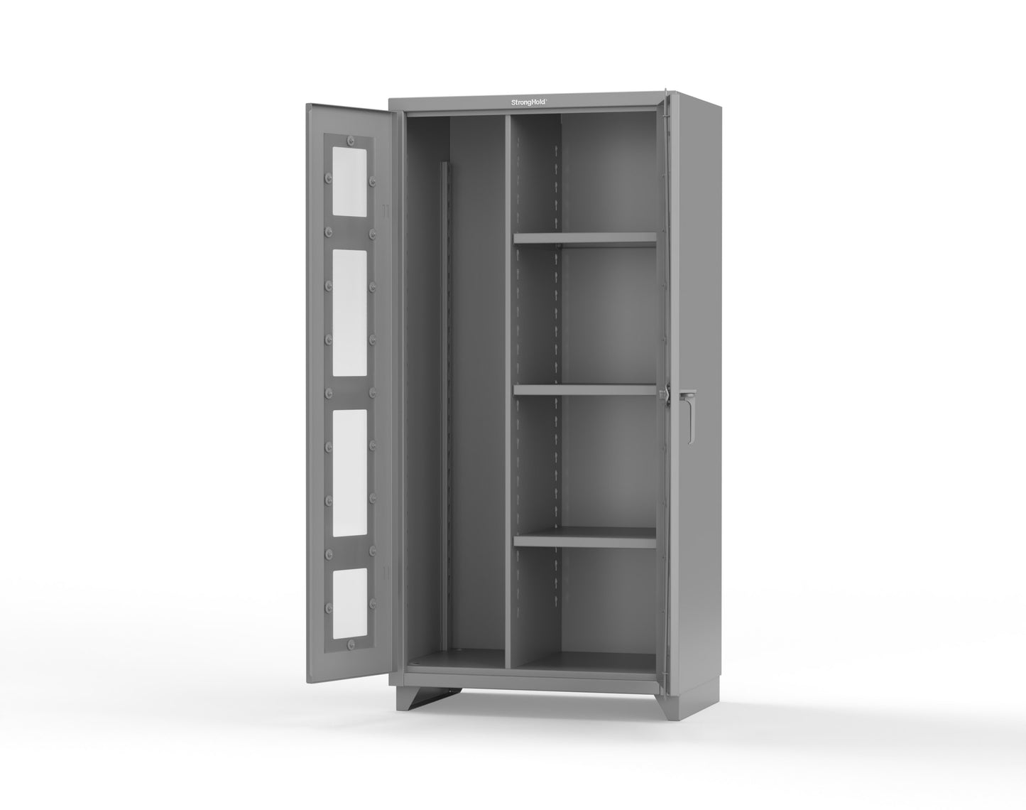 Extra Heavy Duty 14 GA Clear View Janitorial Cabinet with 3 Shelves - 36 In. W x 24 In. D x 75 In. H - 36-LD-BC-243-L-7037