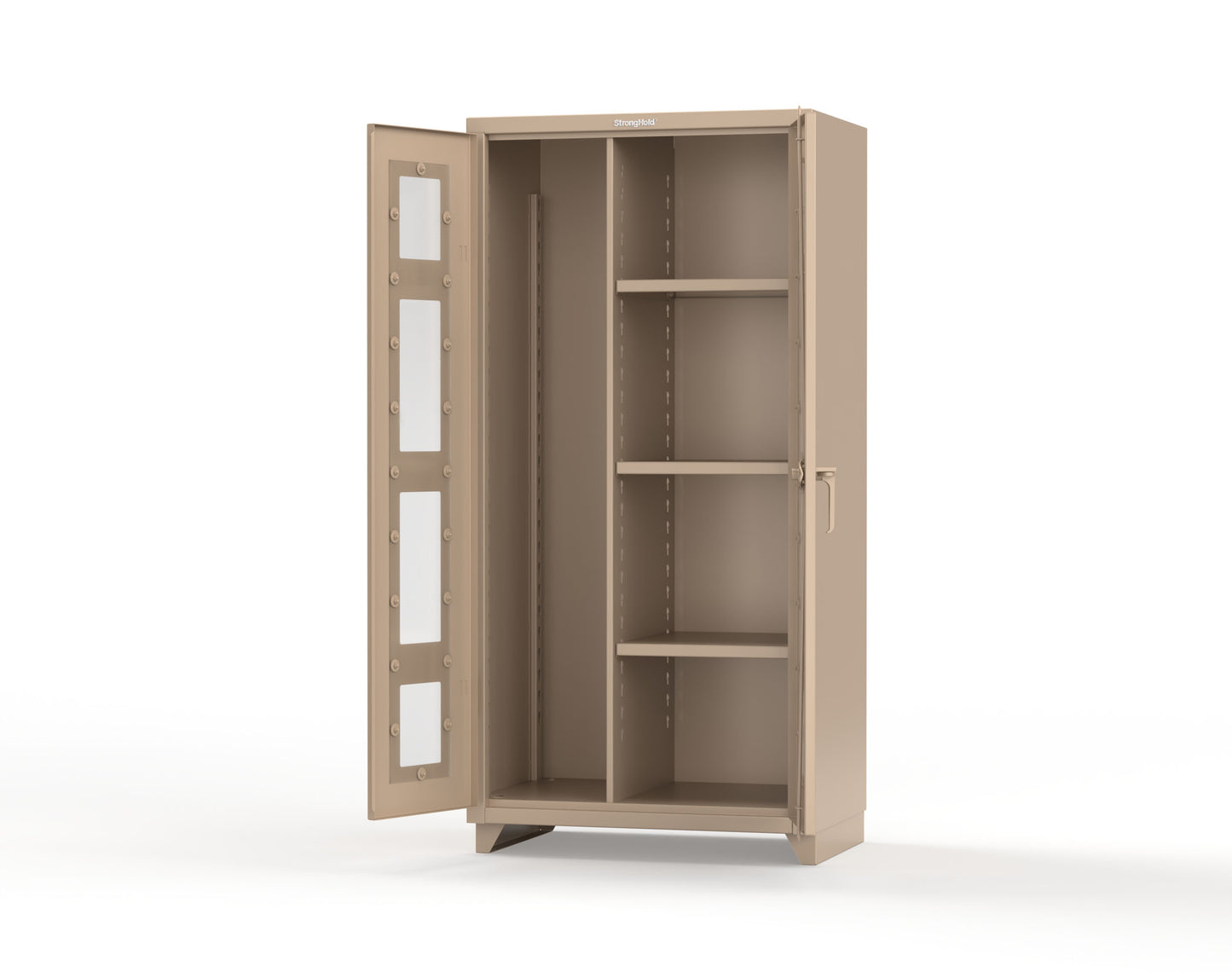 Extra Heavy Duty 14 GA Clear View Janitorial Cabinet with 3 Shelves - 36 In. W x 24 In. D x 75 In. H - 36-LD-BC-243-L-1019