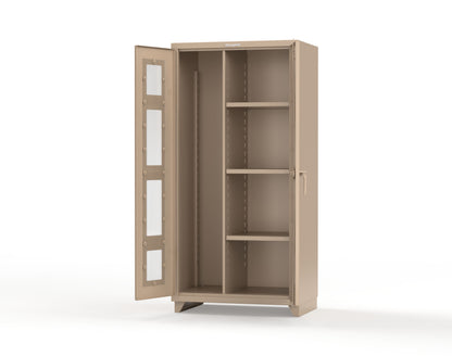 Extra Heavy Duty 14 GA Clear View Janitorial Cabinet with 3 Shelves - 36 In. W x 24 In. D x 75 In. H - 36-LD-BC-243-L-1019
