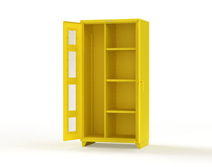 Extra Heavy Duty 14 GA Clear View Janitorial Cabinet with 3 Shelves - 36 In. W x 24 In. D x 75 In. H - 36-LD-BC-243-L-1021