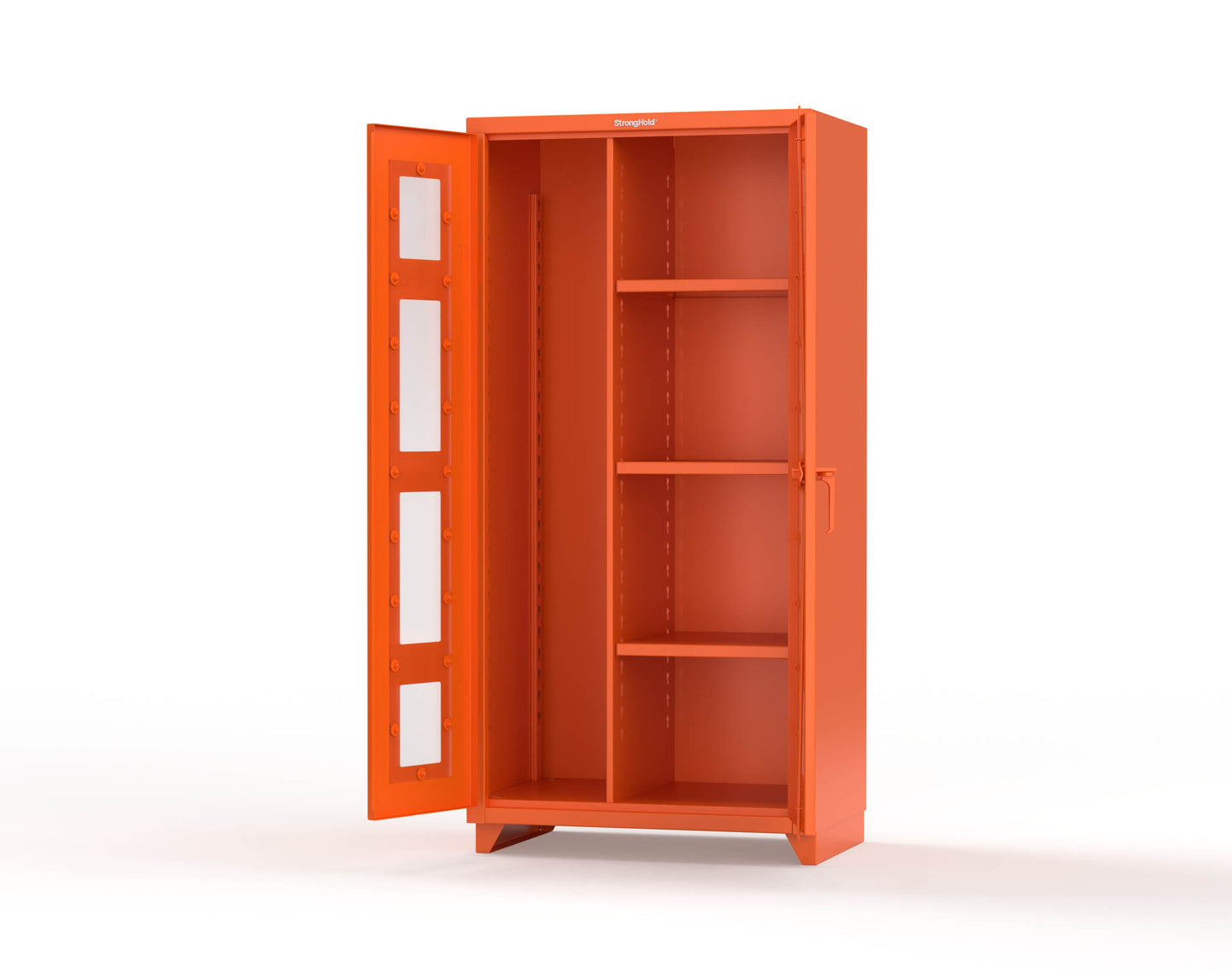 Extra Heavy Duty 14 GA Clear View Janitorial Cabinet with 3 Shelves - 36 In. W x 24 In. D x 75 In. H - 36-LD-BC-243-L-2009