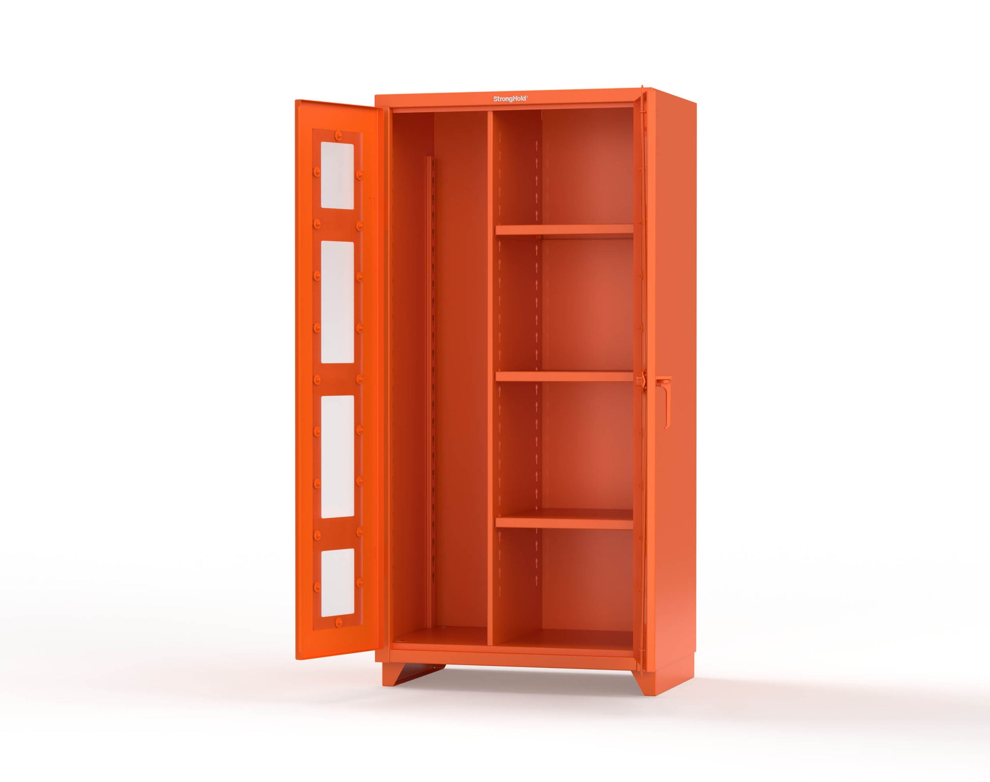 Extra Heavy Duty 14 GA Clear View Janitorial Cabinet with 3 Shelves - 36 In. W x 24 In. D x 75 In. H - 36-LD-BC-243-L-2009