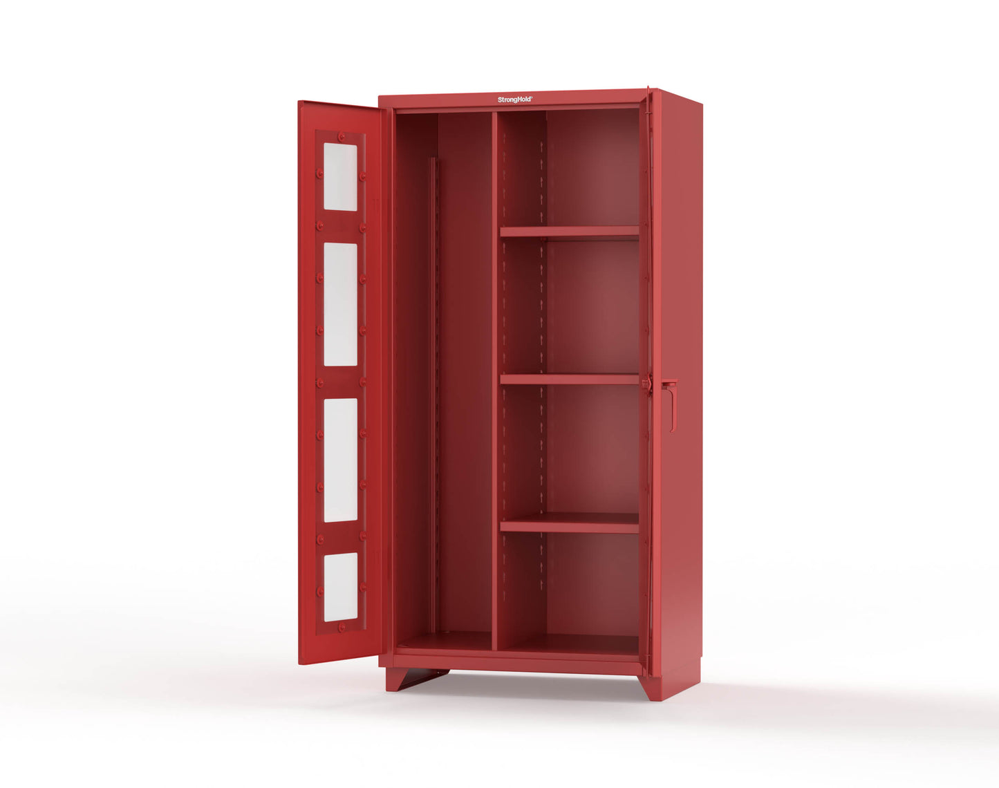 Extra Heavy Duty 14 GA Clear View Janitorial Cabinet with 3 Shelves - 36 In. W x 24 In. D x 75 In. H - 36-LD-BC-243-L-3001