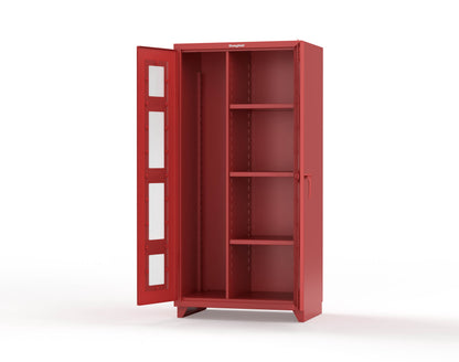 Extra Heavy Duty 14 GA Clear View Janitorial Cabinet with 3 Shelves - 36 In. W x 24 In. D x 75 In. H - 36-LD-BC-243-L-3001
