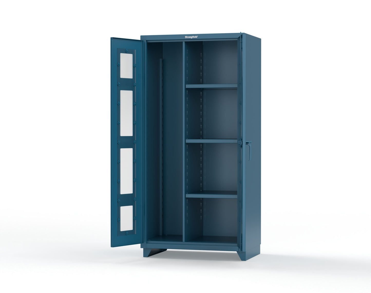 Extra Heavy Duty 14 GA Clear View Janitorial Cabinet with 3 Shelves - 36 In. W x 24 In. D x 75 In. H - 36-LD-BC-243-L-5001