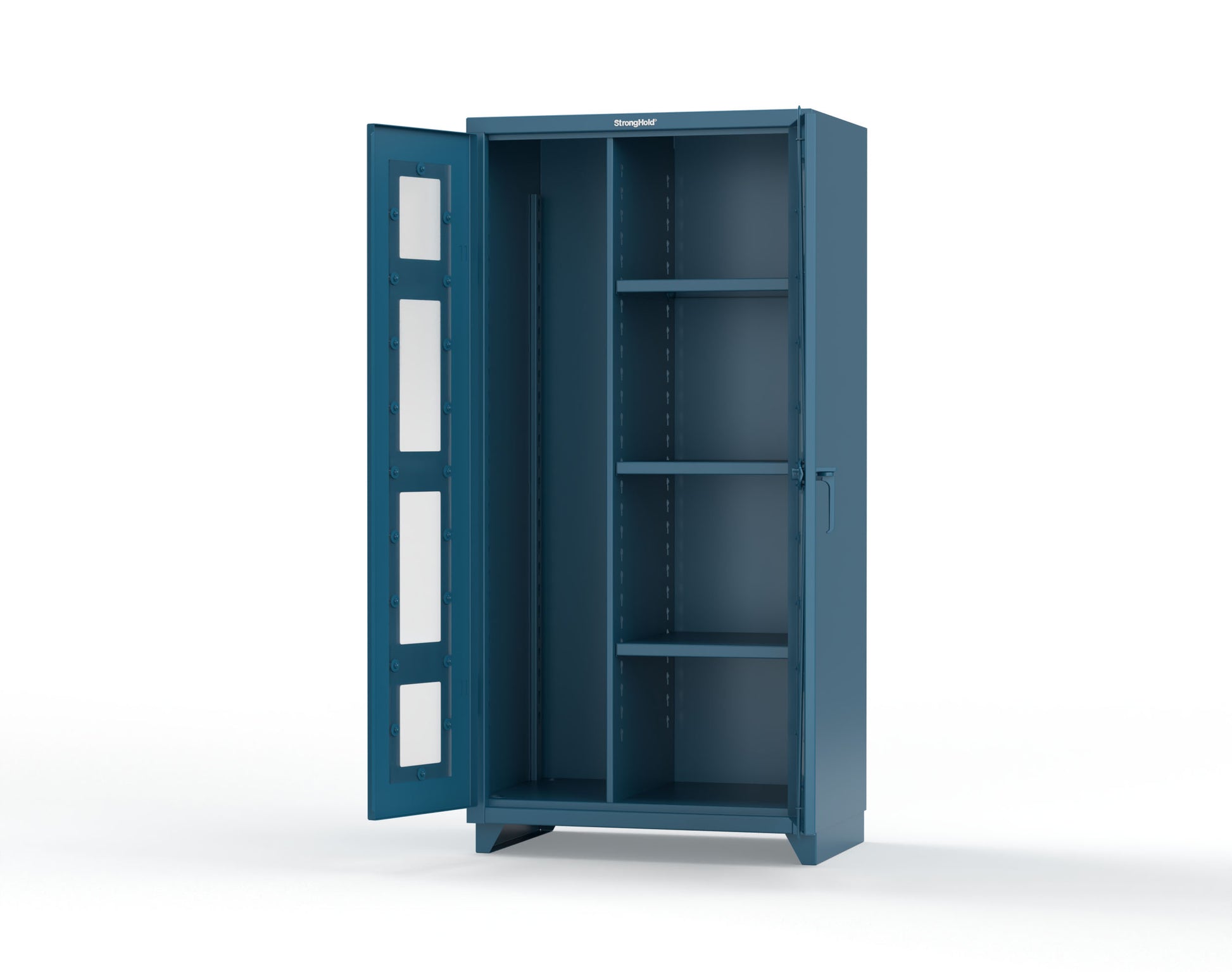 Extra Heavy Duty 14 GA Clear View Janitorial Cabinet with 3 Shelves - 36 In. W x 24 In. D x 75 In. H - 36-LD-BC-243-L-5001
