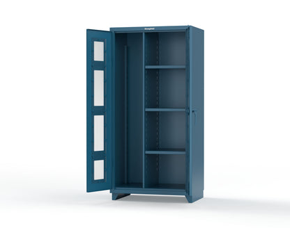 Extra Heavy Duty 14 GA Clear View Janitorial Cabinet with 3 Shelves - 36 In. W x 24 In. D x 75 In. H - 36-LD-BC-243-L-5001