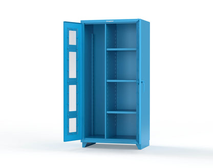 Extra Heavy Duty 14 GA Clear View Janitorial Cabinet with 3 Shelves - 36 In. W x 24 In. D x 75 In. H - 36-LD-BC-243-L-5012