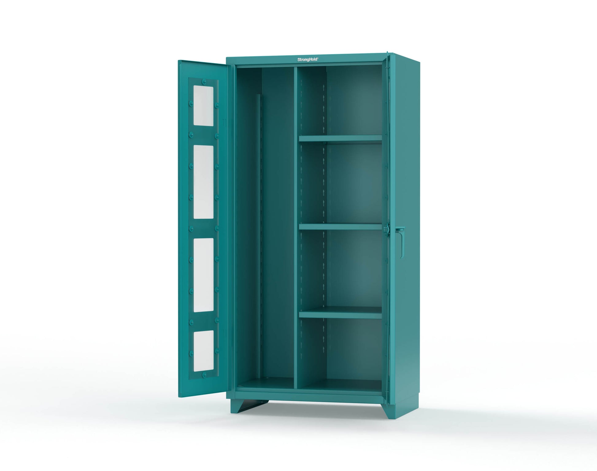 Extra Heavy Duty 14 GA Clear View Janitorial Cabinet with 3 Shelves - 36 In. W x 24 In. D x 75 In. H - 36-LD-BC-243-L-5021