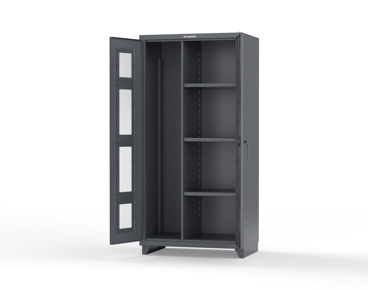 Extra Heavy Duty 14 GA Clear View Janitorial Cabinet with 3 Shelves - 36 In. W x 24 In. D x 75 In. H - 36-LD-BC-243-L-7024