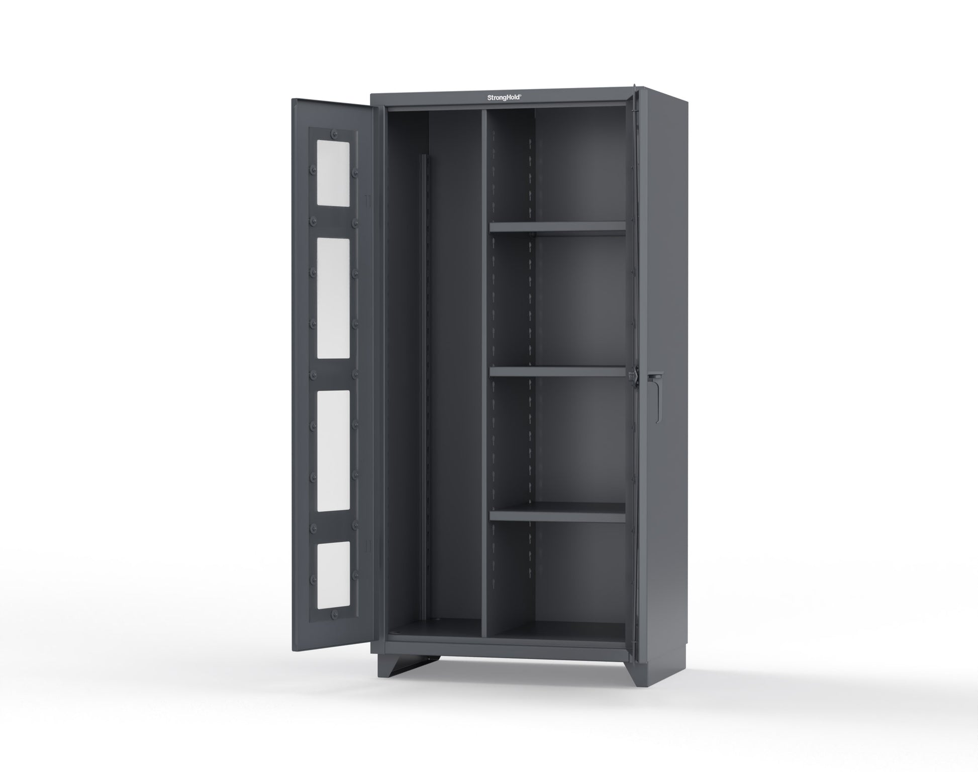 Extra Heavy Duty 14 GA Clear View Janitorial Cabinet with 3 Shelves - 36 In. W x 24 In. D x 75 In. H - 36-LD-BC-243-L-7024
