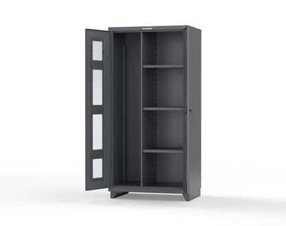 Extra Heavy Duty 14 GA Clear View Janitorial Cabinet with 3 Shelves - 36 In. W x 24 In. D x 75 In. H - 36-LD-BC-243-L-7024