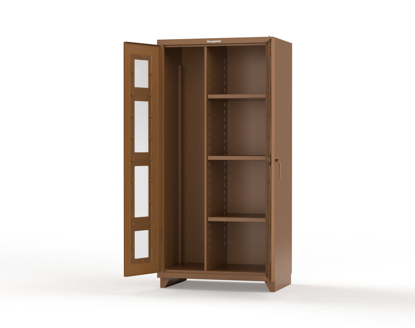 Extra Heavy Duty 14 GA Clear View Janitorial Cabinet with 3 Shelves - 36 In. W x 24 In. D x 75 In. H - 36-LD-BC-243-L-8008