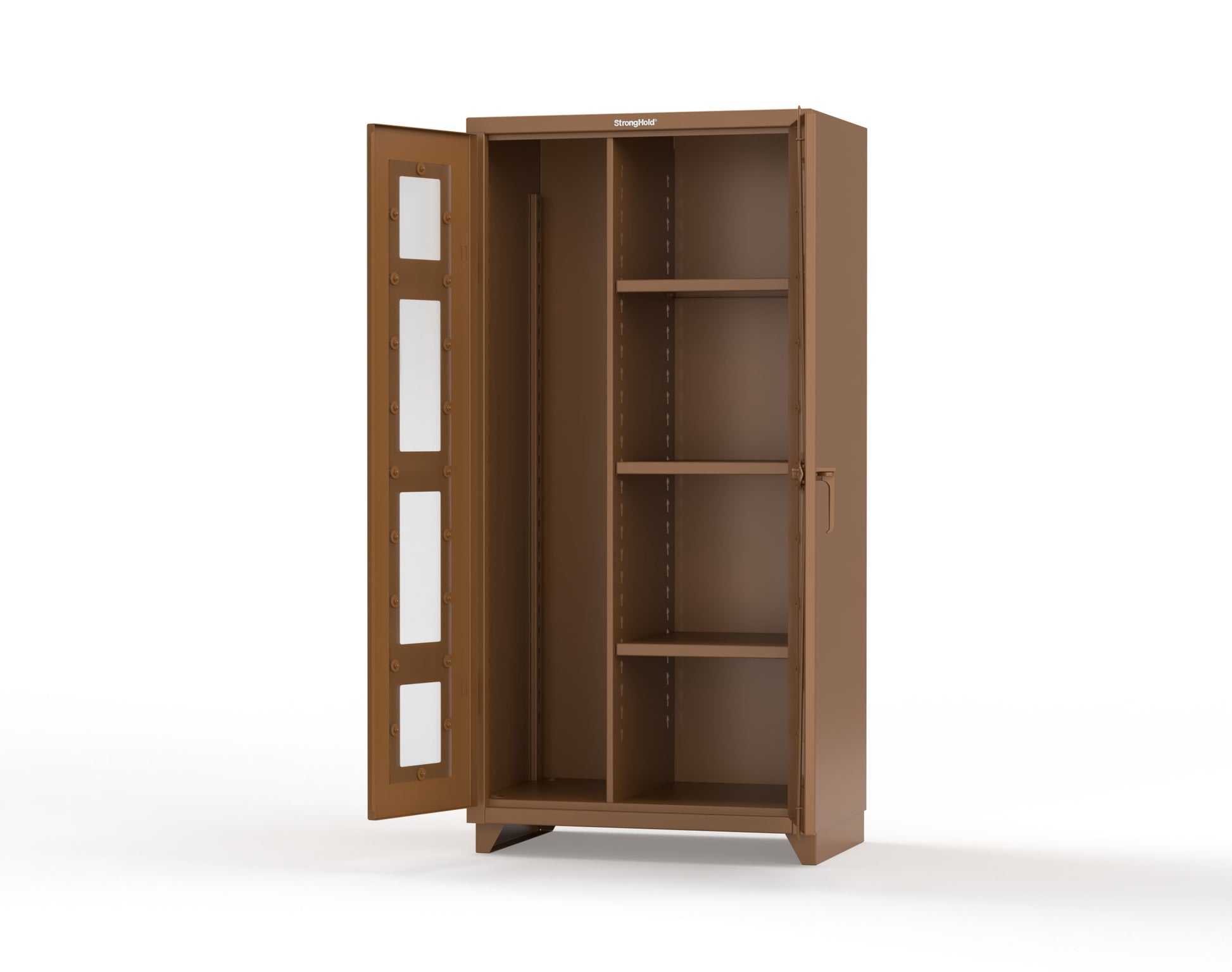 Extra Heavy Duty 14 GA Clear View Janitorial Cabinet with 3 Shelves - 36 In. W x 24 In. D x 75 In. H - 36-LD-BC-243-L-8008