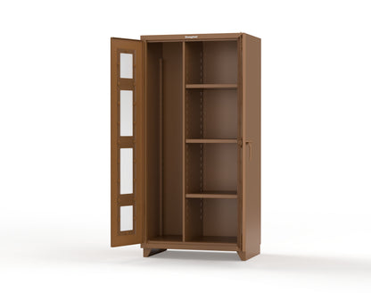 Extra Heavy Duty 14 GA Clear View Janitorial Cabinet with 3 Shelves - 36 In. W x 24 In. D x 75 In. H - 36-LD-BC-243-L-8008