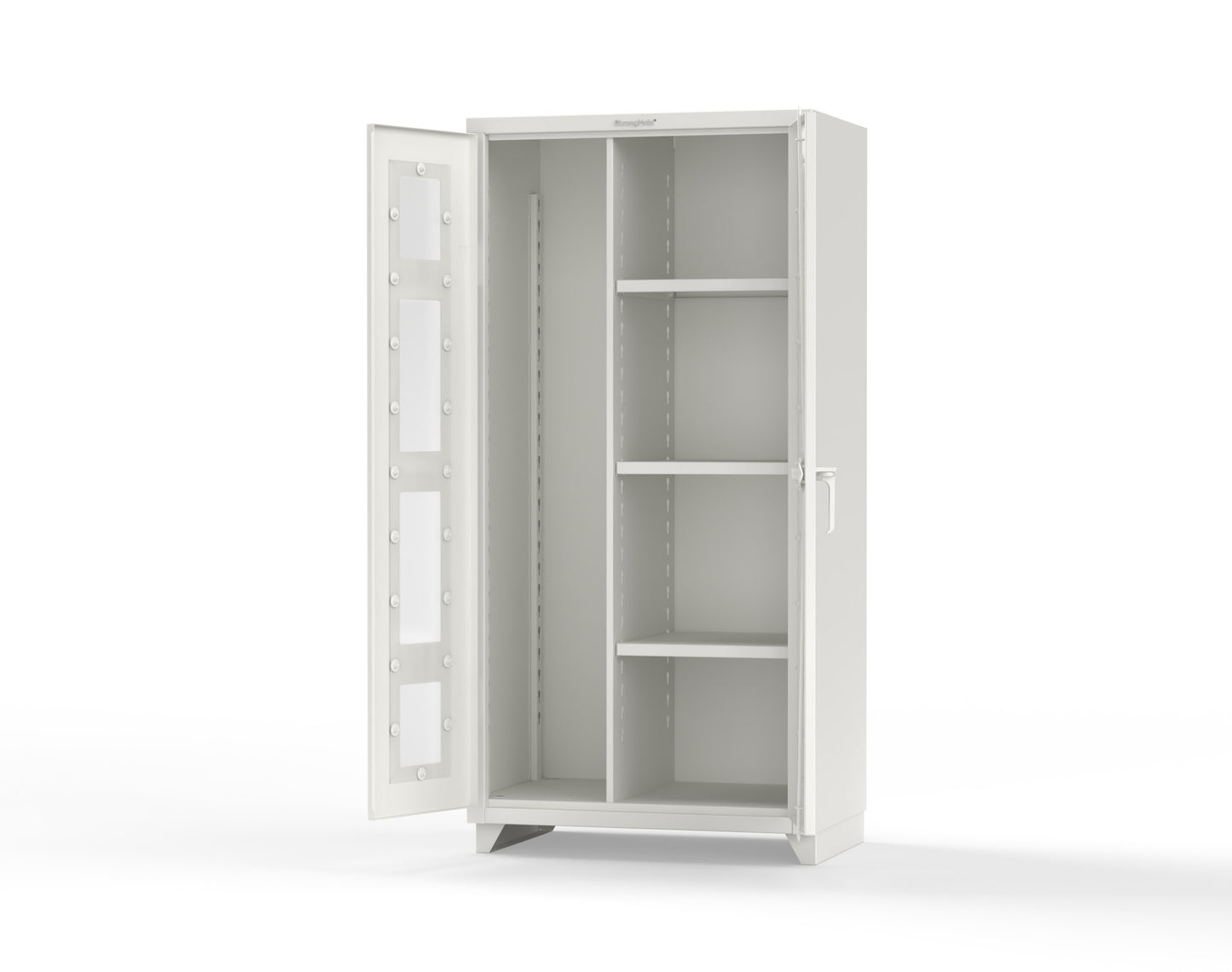 Extra Heavy Duty 14 GA Clear View Janitorial Cabinet with 3 Shelves - 36 In. W x 24 In. D x 75 In. H - 36-LD-BC-243-L-9003