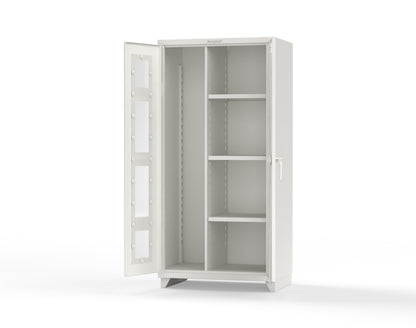 Extra Heavy Duty 14 GA Clear View Janitorial Cabinet with 3 Shelves - 36 In. W x 24 In. D x 75 In. H - 36-LD-BC-243-L-9003