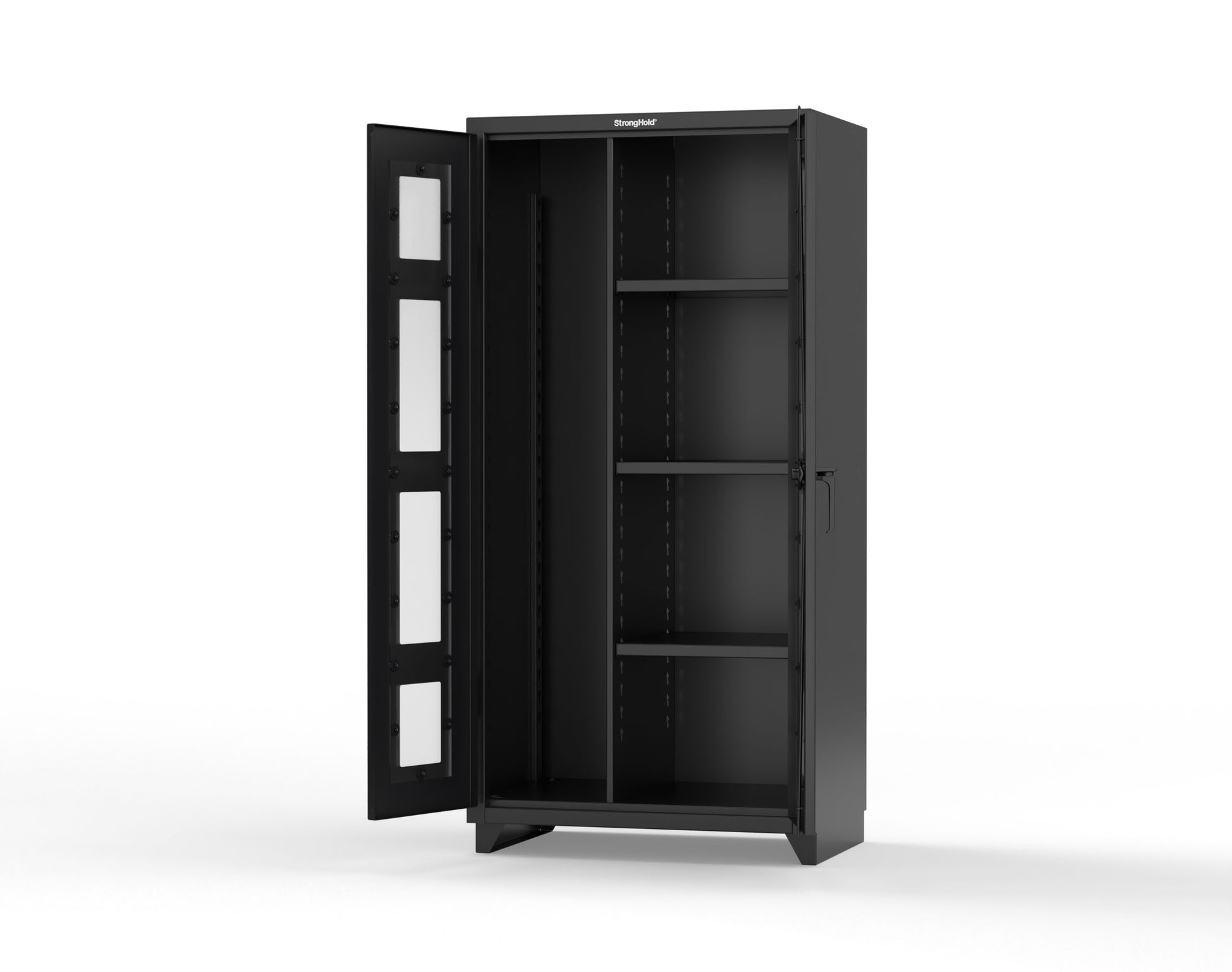 Extra Heavy Duty 14 GA Clear View Janitorial Cabinet with 3 Shelves - 36 In. W x 24 In. D x 75 In. H - 36-LD-BC-243-L-9005