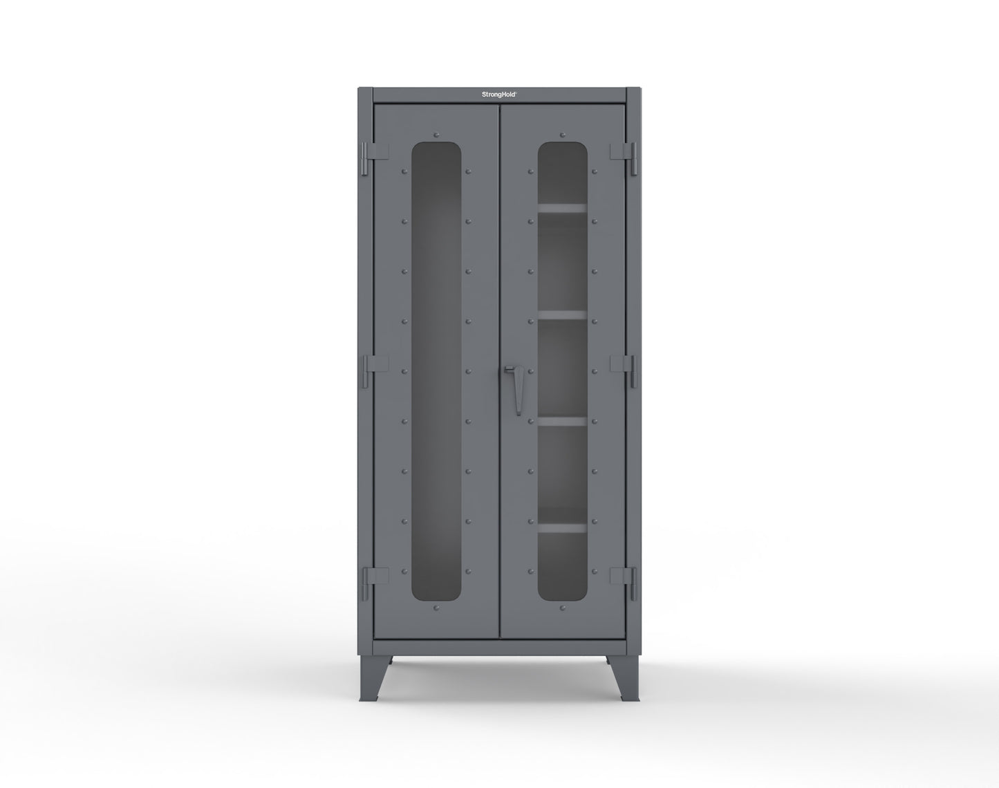 Extreme Duty 12 GA Clear View Janitorial Cabinet with 4 Shelves - 36 In. W x 24 In. D x 78 In. H - 36-LD-BC-244-7024
