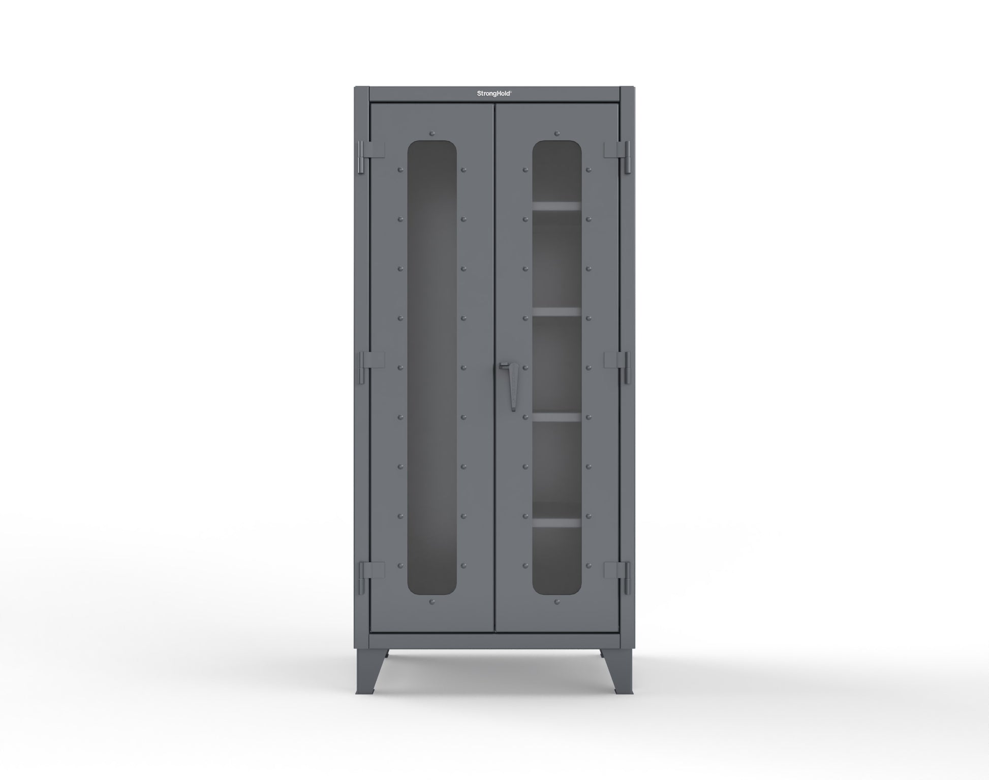 Extreme Duty 12 GA Clear View Janitorial Cabinet with 4 Shelves - 36 In. W x 24 In. D x 78 In. H - 36-LD-BC-244-7024