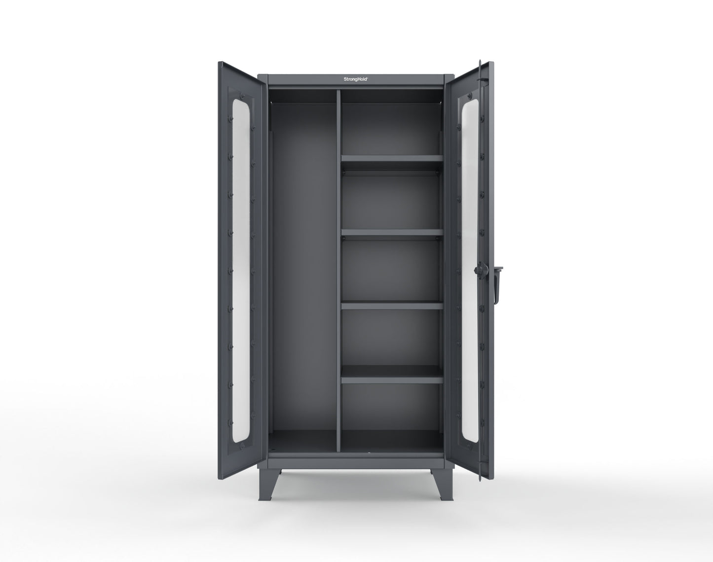 Extreme Duty 12 GA Clear View Janitorial Cabinet with 4 Shelves - 36 In. W x 24 In. D x 78 In. H - 36-LD-BC-244-7024