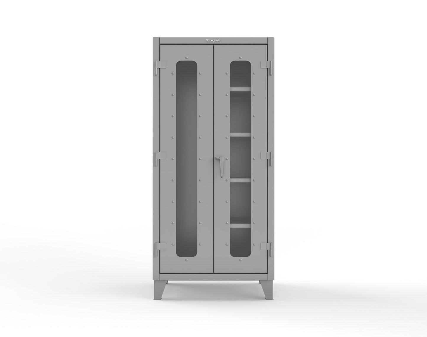 Extreme Duty 12 GA Clear View Janitorial Cabinet with 4 Shelves - 36 In. W x 24 In. D x 78 In. H - 36-LD-BC-244-7037