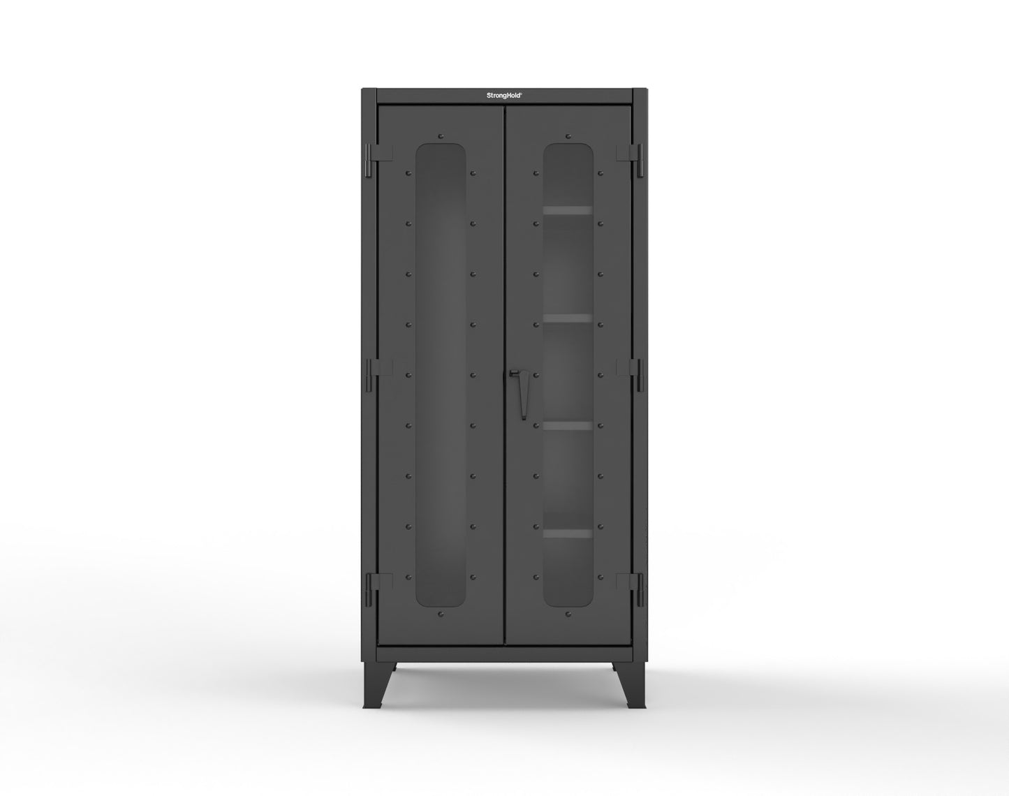 Extreme Duty 12 GA Clear View Janitorial Cabinet with 4 Shelves - 36 In. W x 24 In. D x 78 In. H - 36-LD-BC-244-9005