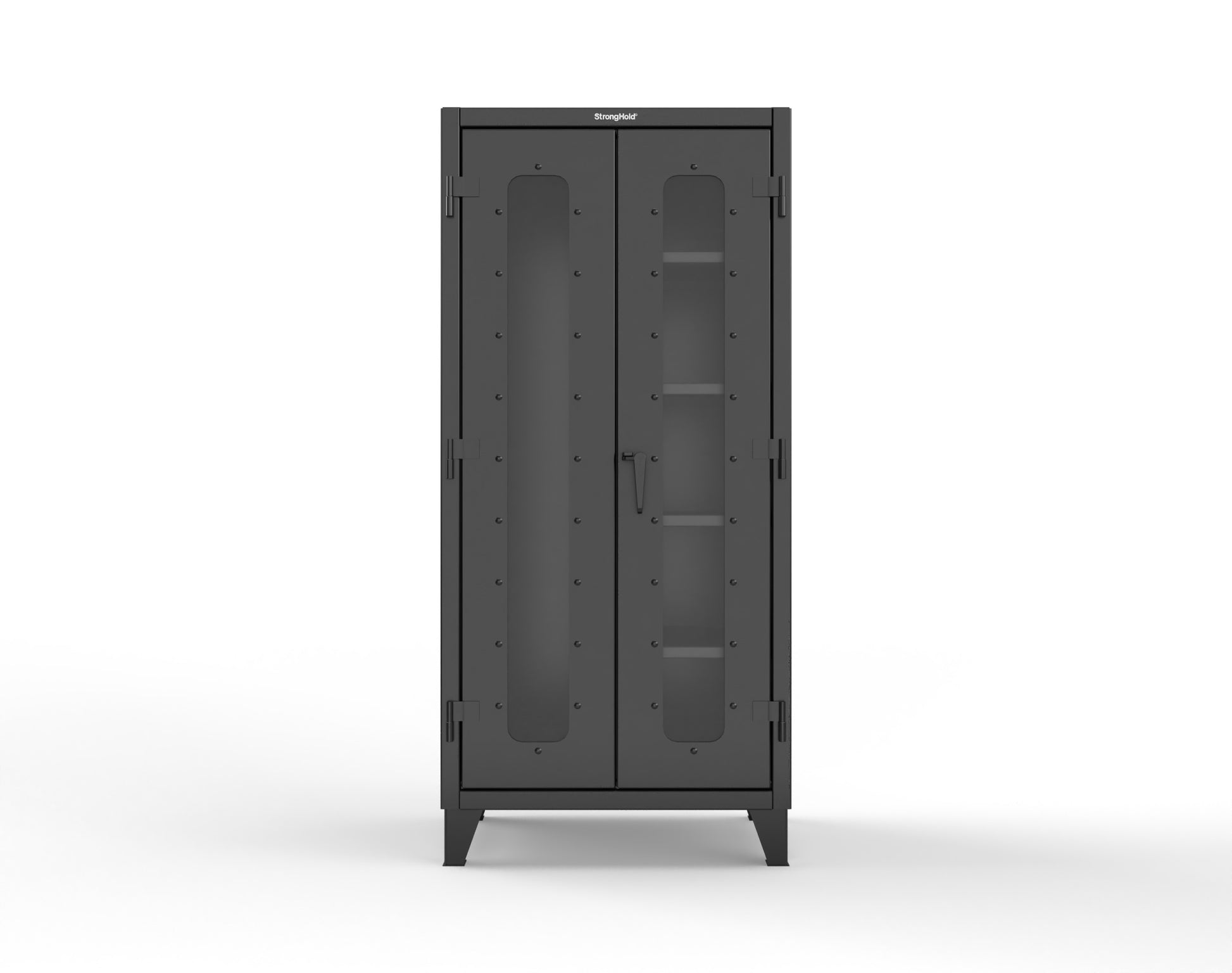 Extreme Duty 12 GA Clear View Janitorial Cabinet with 4 Shelves - 36 In. W x 24 In. D x 78 In. H - 36-LD-BC-244-9005