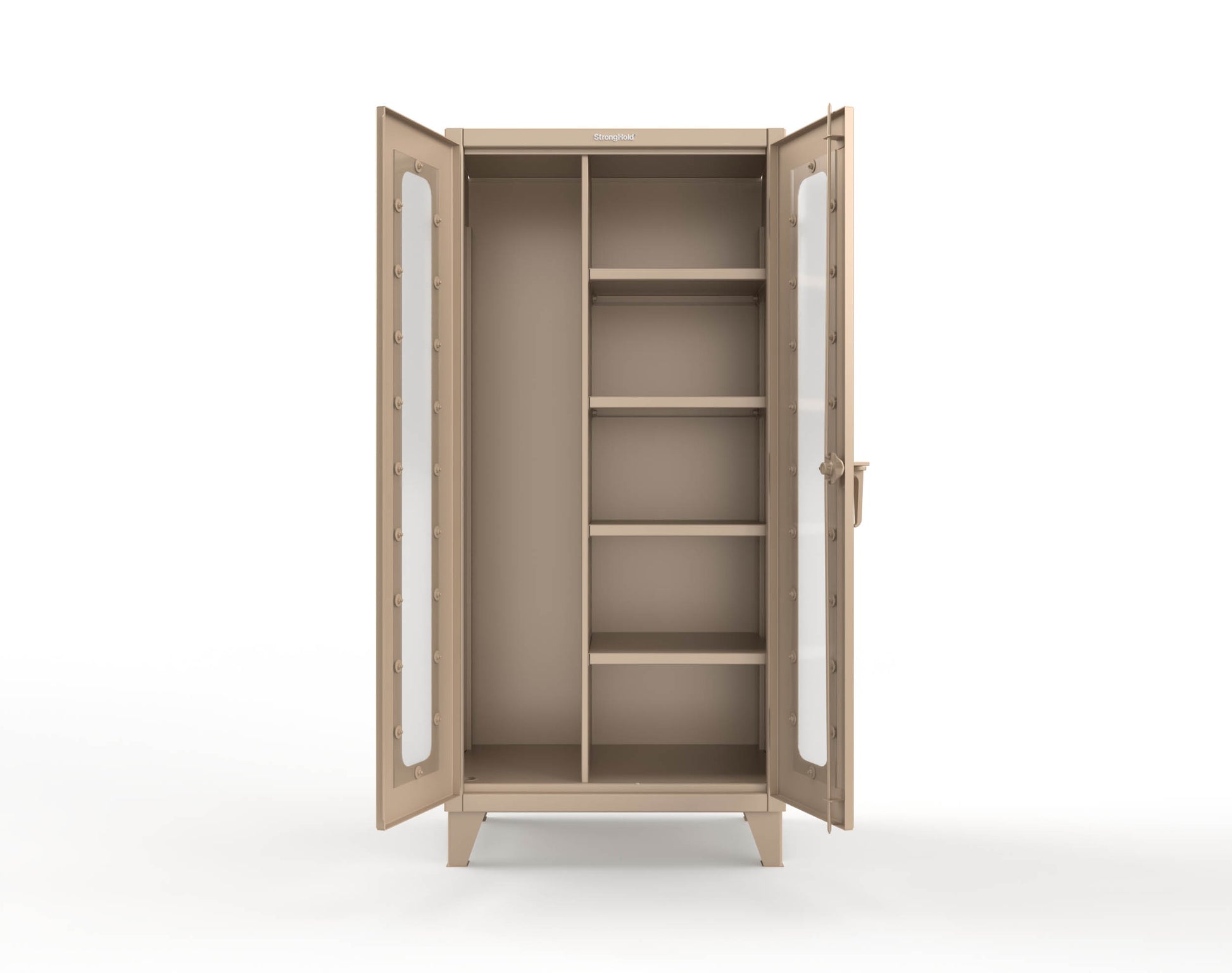 Extreme Duty 12 GA Clear View Janitorial Cabinet with 4 Shelves - 36 In. W x 24 In. D x 78 In. H - 36-LD-BC-244-1019