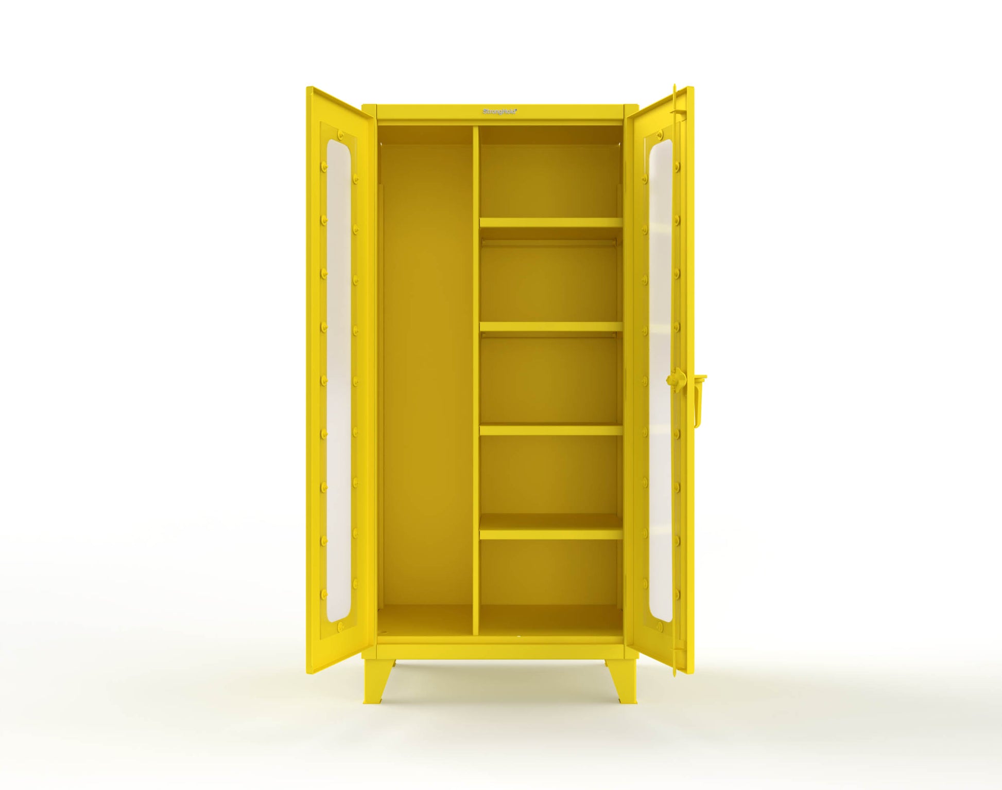 Extreme Duty 12 GA Clear View Janitorial Cabinet with 4 Shelves - 36 In. W x 24 In. D x 78 In. H - 36-LD-BC-244-1021