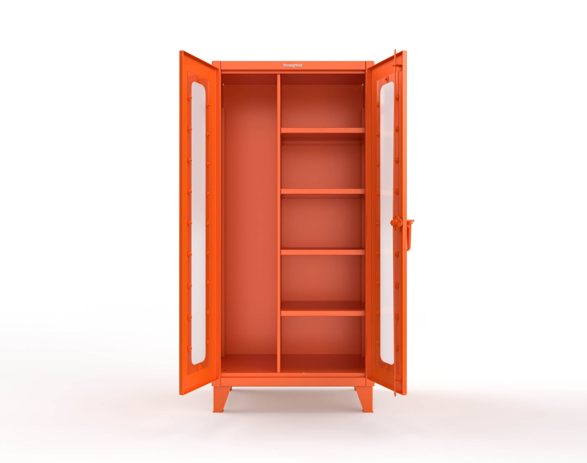 Extreme Duty 12 GA Clear View Janitorial Cabinet with 4 Shelves - 36 In. W x 24 In. D x 78 In. H - 36-LD-BC-244-2009