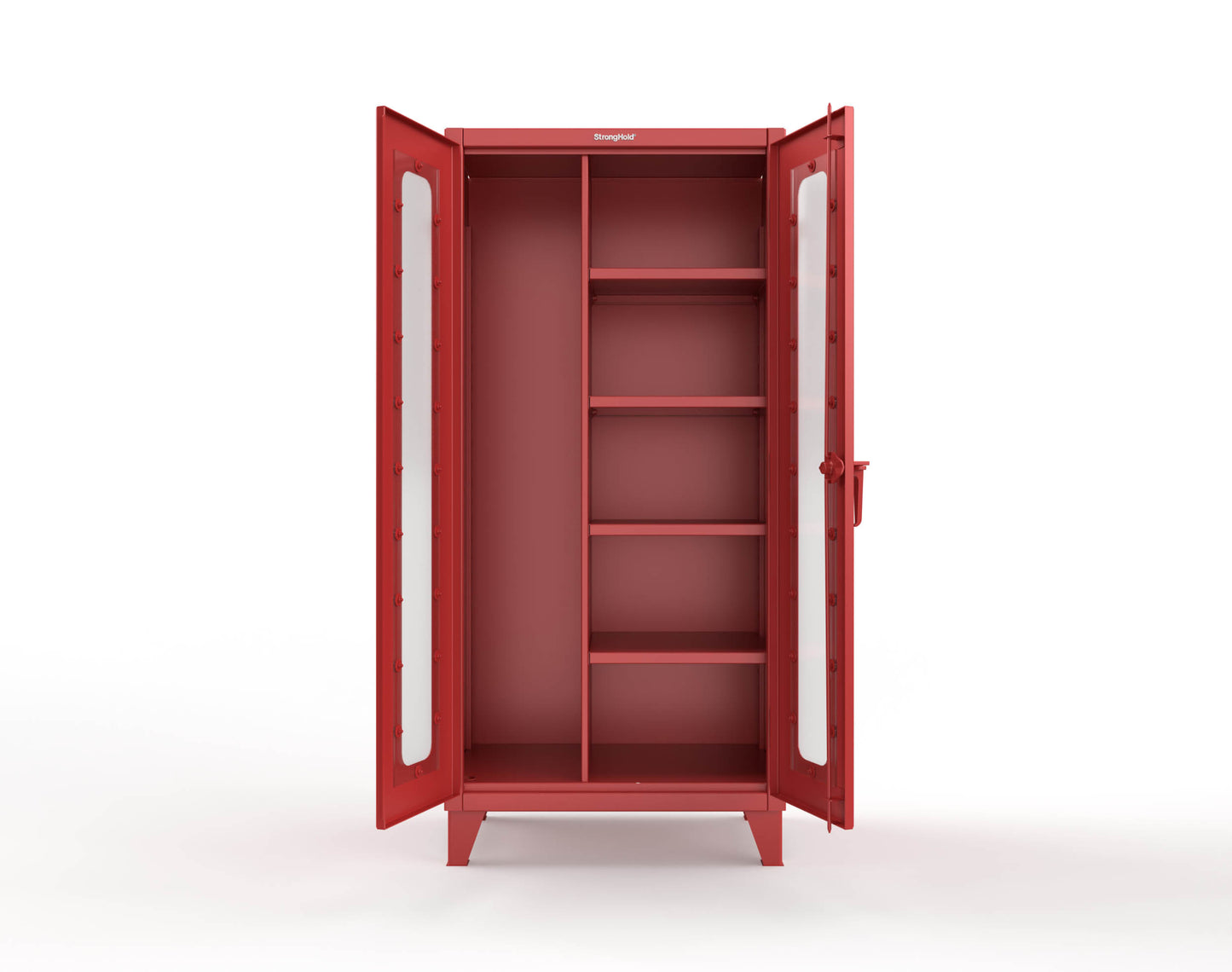 Extreme Duty 12 GA Clear View Janitorial Cabinet with 4 Shelves - 36 In. W x 24 In. D x 78 In. H - 36-LD-BC-244-3001