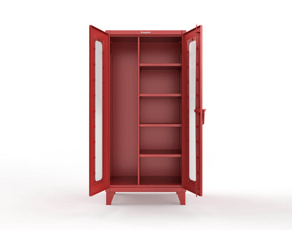 Extreme Duty 12 GA Clear View Janitorial Cabinet with 4 Shelves - 36 In. W x 24 In. D x 78 In. H - 36-LD-BC-244-3001