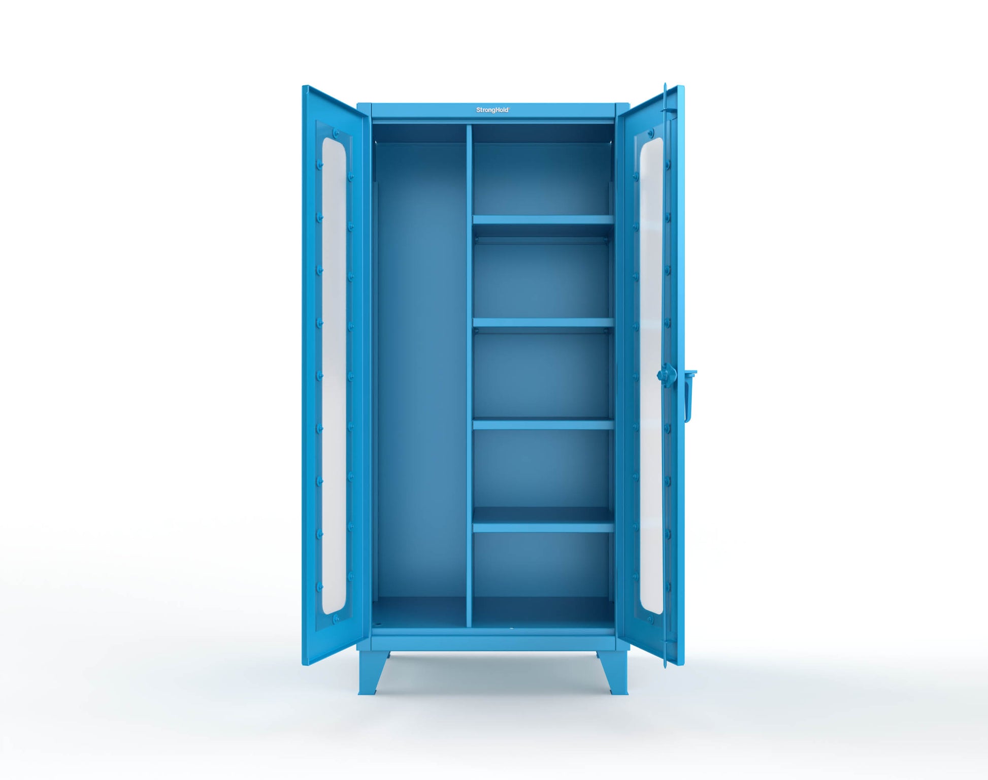 Extreme Duty 12 GA Clear View Janitorial Cabinet with 4 Shelves - 36 In. W x 24 In. D x 78 In. H - 36-LD-BC-244-5012