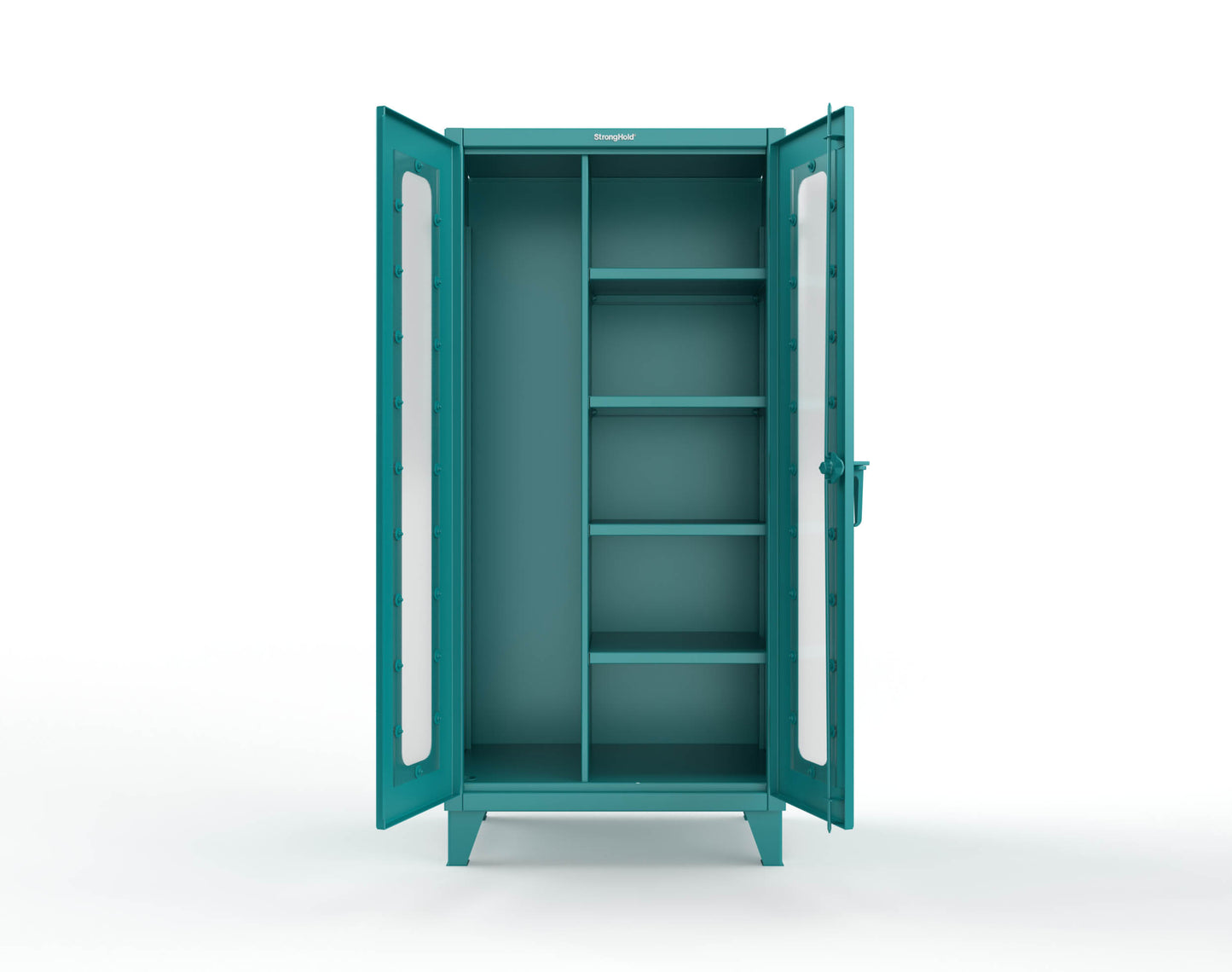Extreme Duty 12 GA Clear View Janitorial Cabinet with 4 Shelves - 36 In. W x 24 In. D x 78 In. H - 36-LD-BC-244-5021
